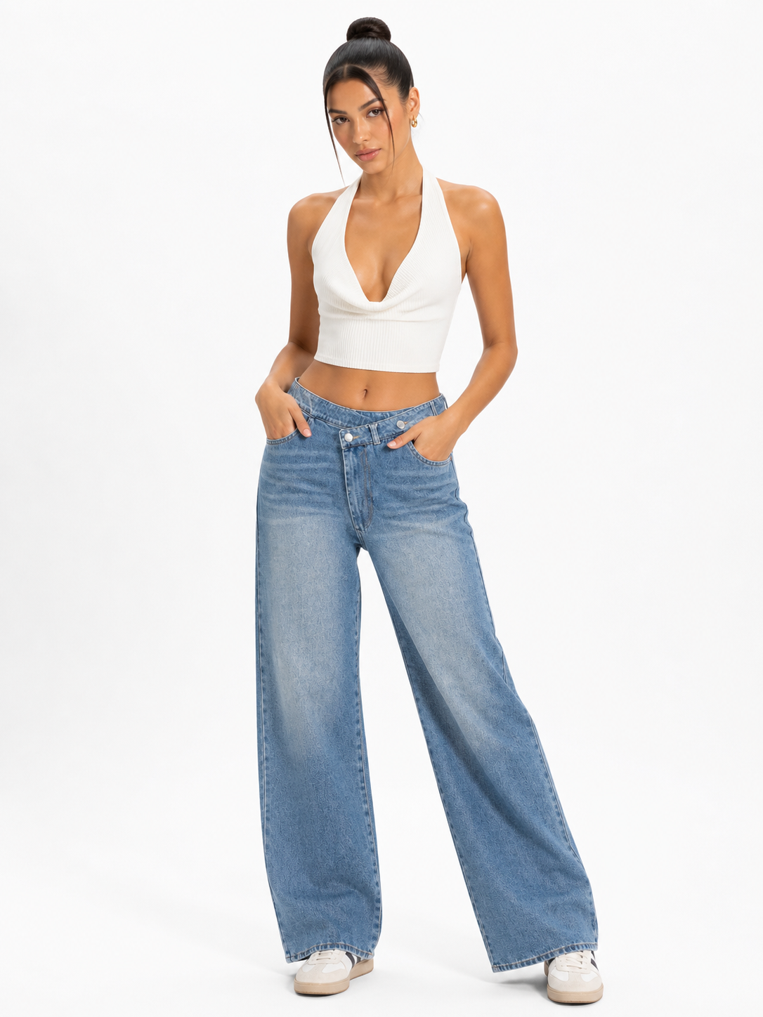 Jeans baggy de tiro alto