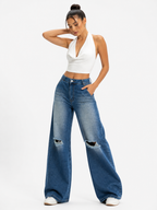 Jeans baggy de tiro alto con efecto desgastado