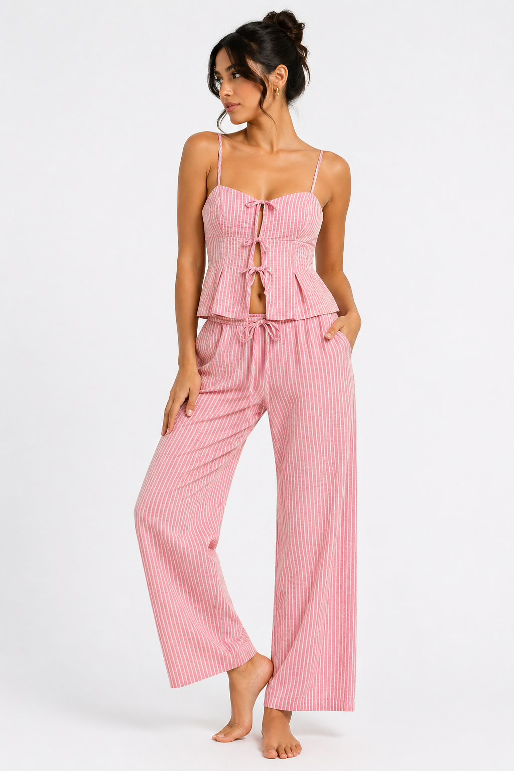 Conjunto de rayas rosas