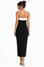 Vestido largo con corsé negro