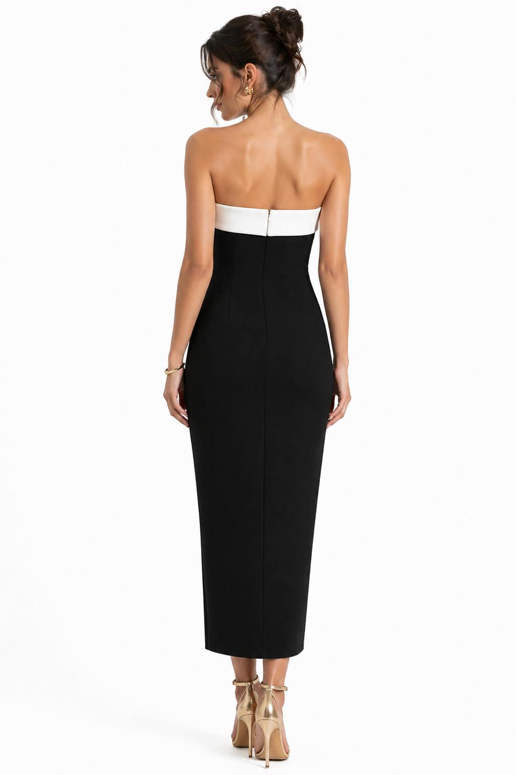 Vestido largo con corsé negro
