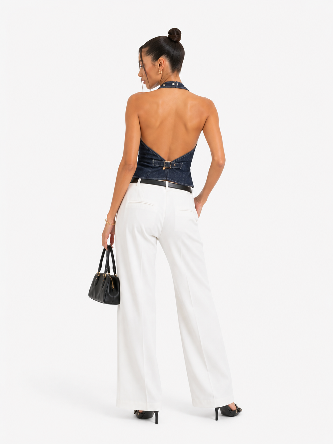 Top Denim con Lentejuelas