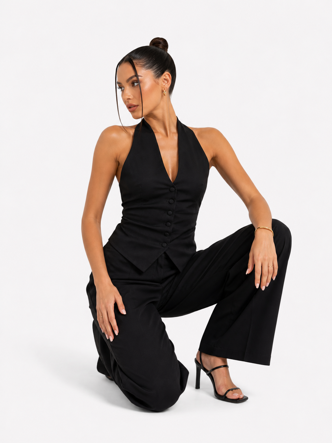 Top Cuello en V Halter Elegante