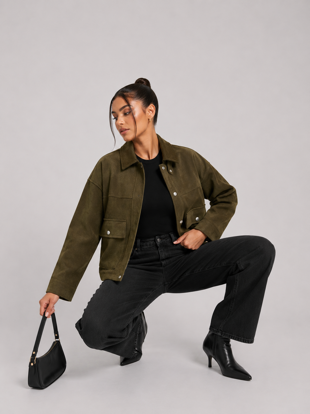 Chaqueta de gamuza verde