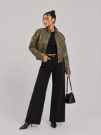 Crop Leather Bomber