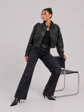Crop Leather Bomber