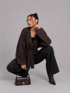 Brown cardigan sweater