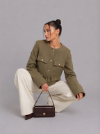 WOMAN Tweed Cropped Jacket Woman Long Sleeve Vintage Jacket Woman Fashion Button Elegant Jackets For Women New In Short Coats