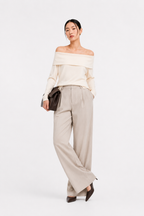 Off-the-shoulder knit sweater
