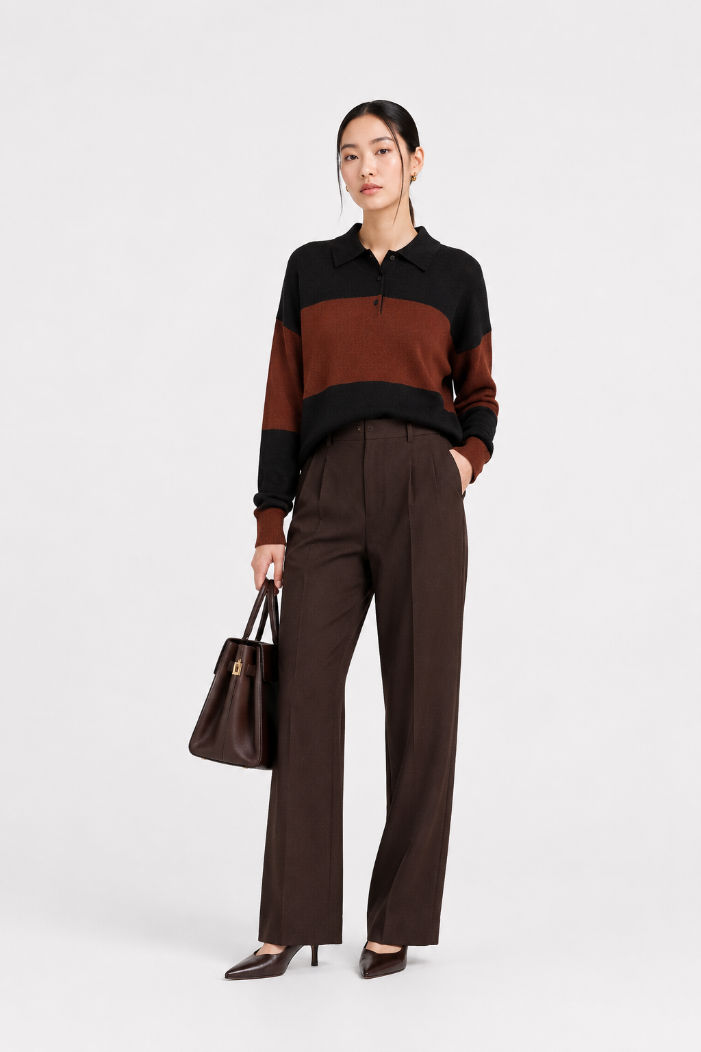 Contrast knit jumper