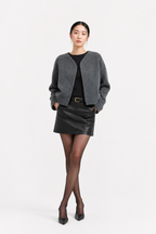 Fashionable plain knit cardigan