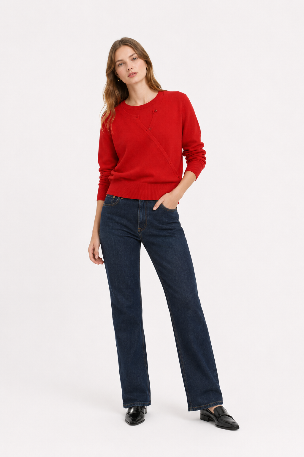 Cardigan rojo de punto