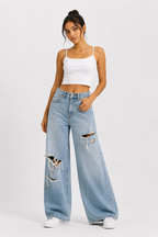 Jeans wide leg rotos