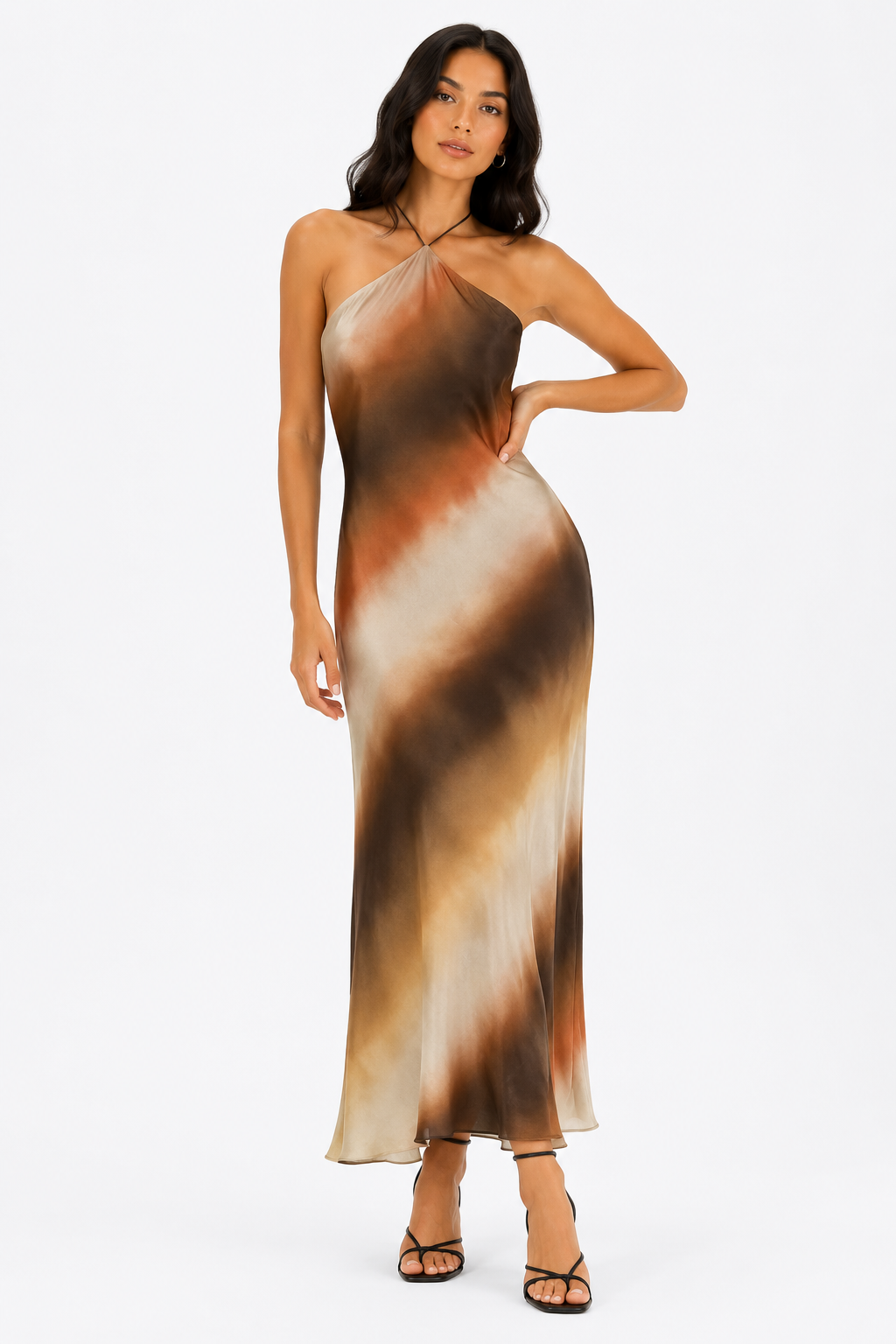 Vestido largo halter teñido