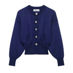 Cardigan de punto con cuello redondo