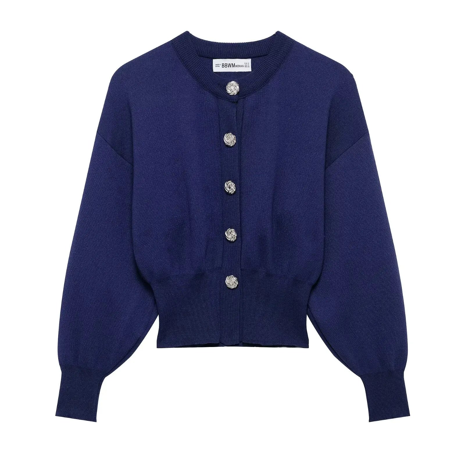 Cardigan de punto con cuello redondo
