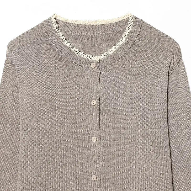 Cárdigan de punto casual de encaje