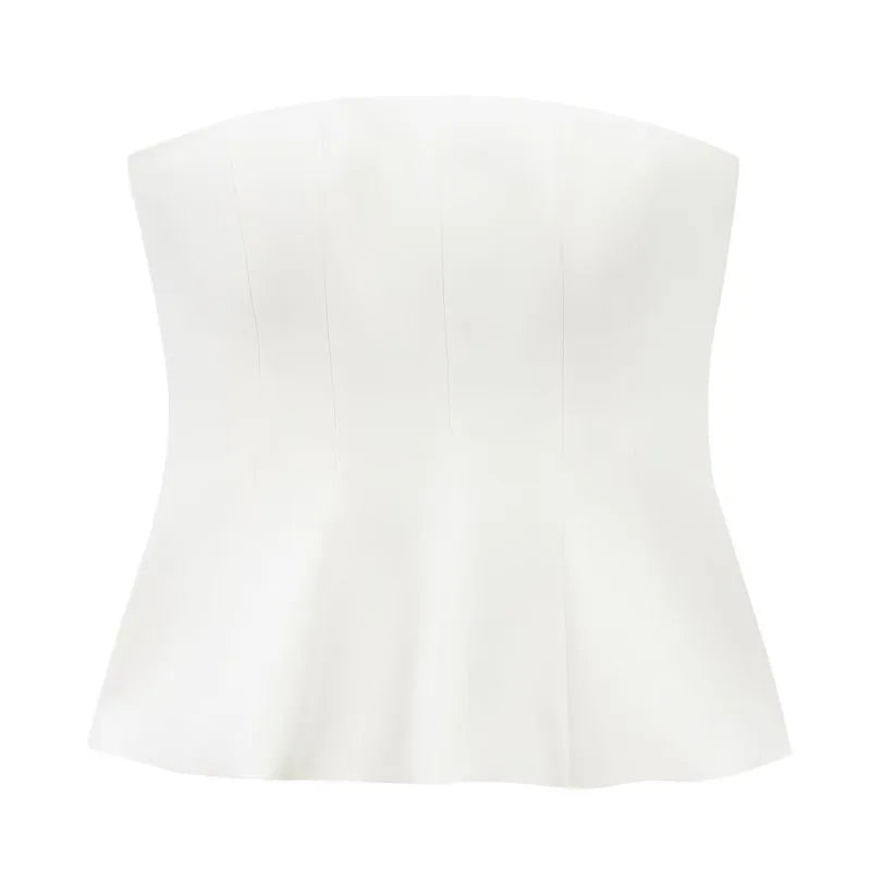 Top Women Summer Y2k Women's Corset Tube Short Top fashion Zipper Strapless Elegant Woman Top Street Style Sexy Cute Casual Tops