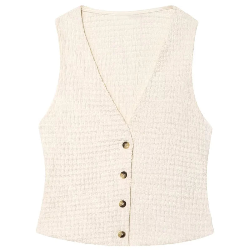 HXAO Textured Pant Sets Women's Two Pieces Set Crop V-Neck Sleeveless Vest 2 Piece Sets Woman Outfit Lace-Up Trousers Sets Suits