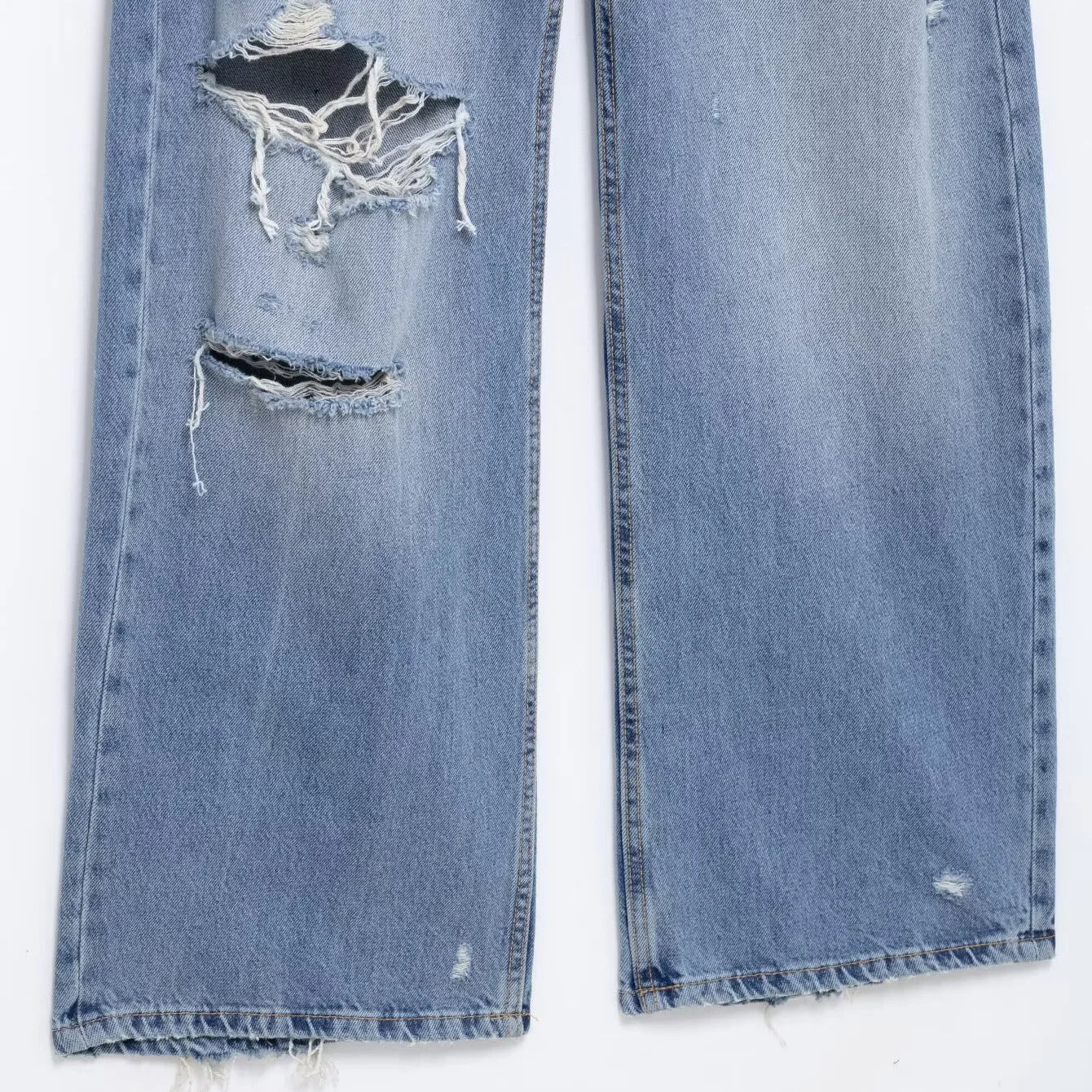 Jeans wide leg rotos