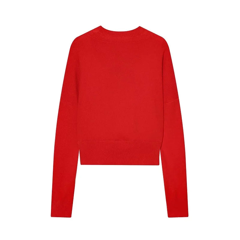 Cardigan rojo de punto