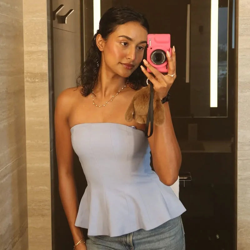 Top Women Summer Y2k Women's Corset Tube Short Top fashion Zipper Strapless Elegant Woman Top Street Style Sexy Cute Casual Tops