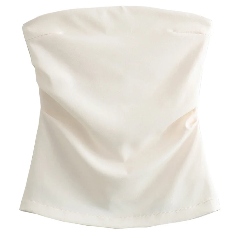 HXAO Corset Tube Top Women Summer 2025 Fashion Tanks & Camis Pink Blue White Black Vest Strapless Ruffled Backless Slim Tank Top