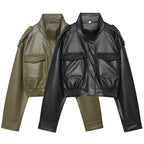Cropped Leather Bomber