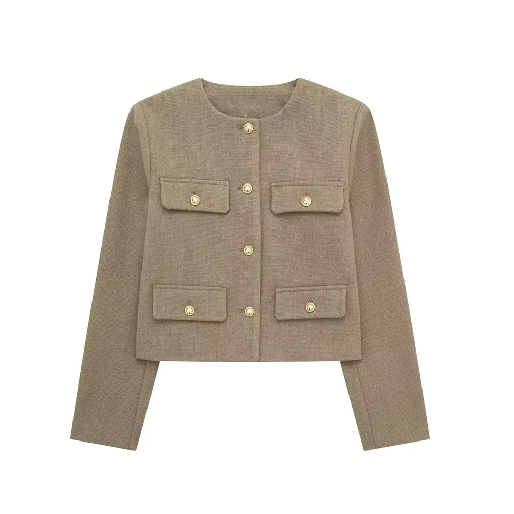 Chaqueta corta de traje con detalle reversible