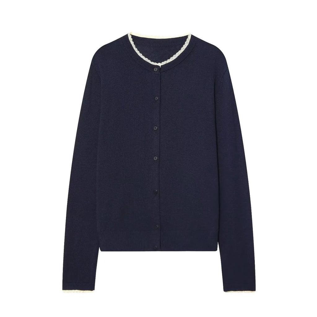 Cárdigan de punto casual de encaje