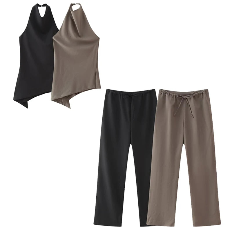 Conjunto de top halter asimétrico