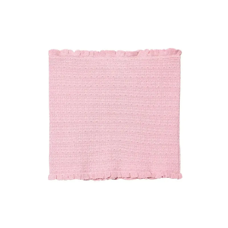 Top women Corset Summer Pleated Knitted Crop Tube Top Without Straps Pink Sexy Cute Top With Open Back  Female Sleeveless Top