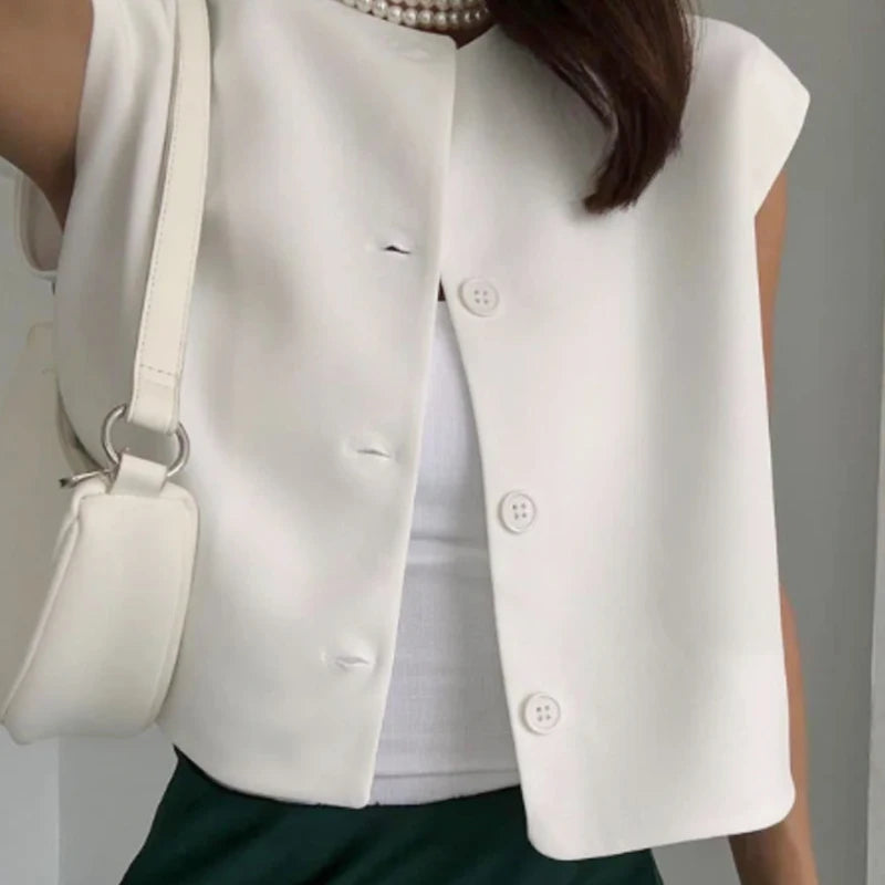 HXAO Women's Vest Summer 2025 Red White Black Outerwears Female Vest Crop Sleeveless Waistcoat Ladies Fashion Elegant Woman Tops