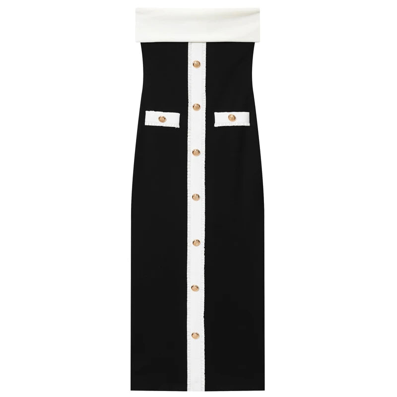 Vestido largo con corsé negro