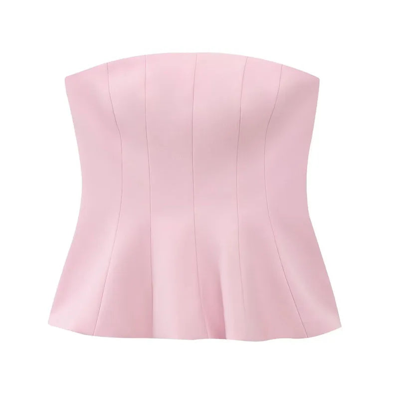 Top Women Summer Y2k Women's Corset Tube Short Top fashion Zipper Strapless Elegant Woman Top Street Style Sexy Cute Casual Tops