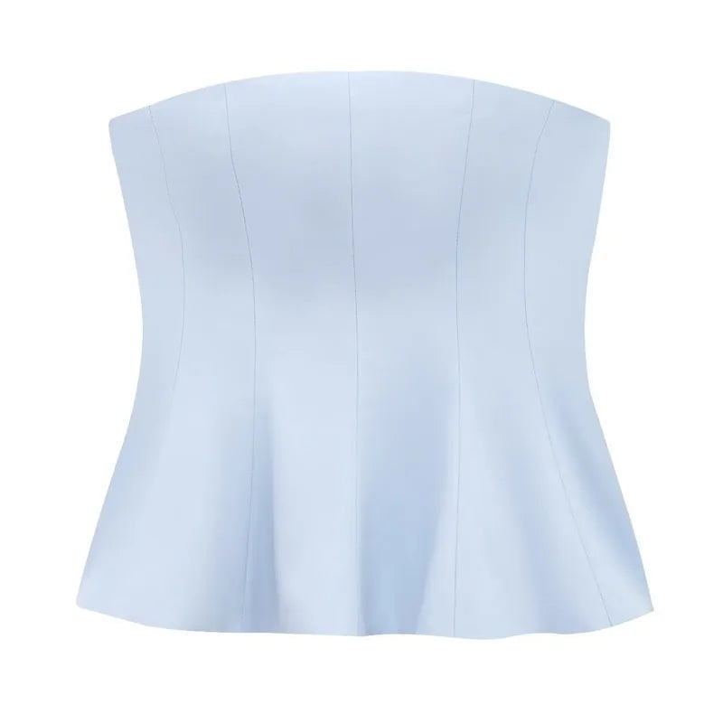 Top Women Summer Y2k Women's Corset Tube Short Top fashion Zipper Strapless Elegant Woman Top Street Style Sexy Cute Casual Tops