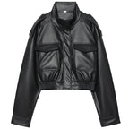 Cropped Leather Bomber