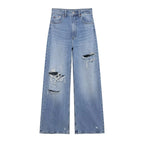 Jeans wide leg rotos