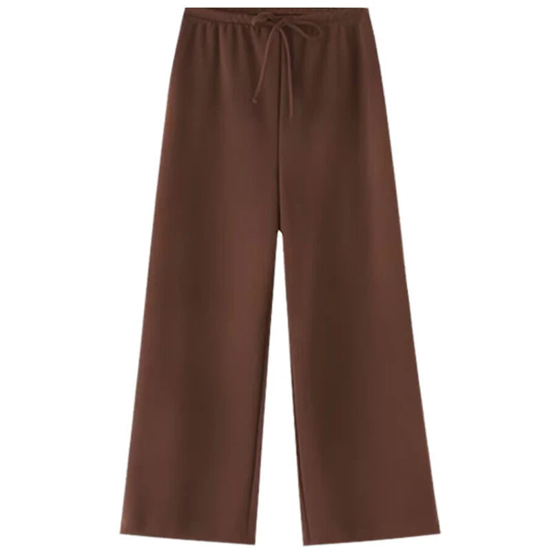 HXAO Ruffled Pant Sets Women's Two Pieces Set Strapless Crop Backless Tube Top Suit Chic Lace-Up Wide Leg Trousers Sets Outfits