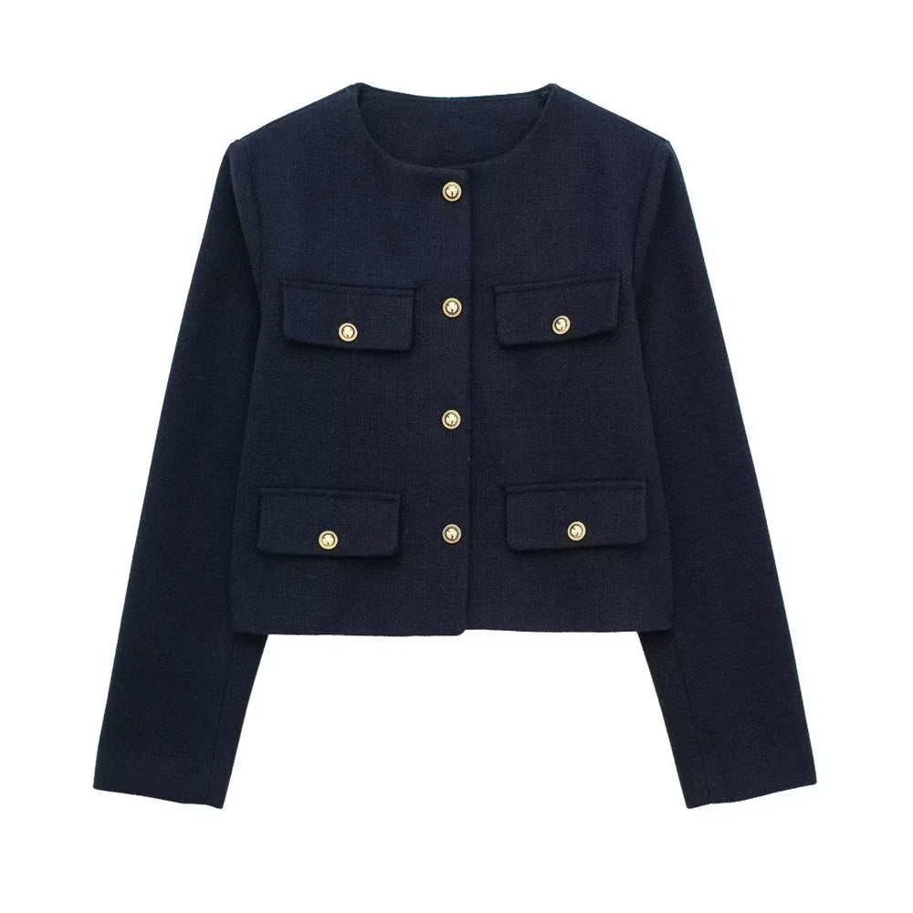 Chaqueta corta de traje con detalle reversible