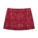 Conjunto rojo de chaqueta y falda