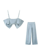 Conjunto satinado de top con lazo