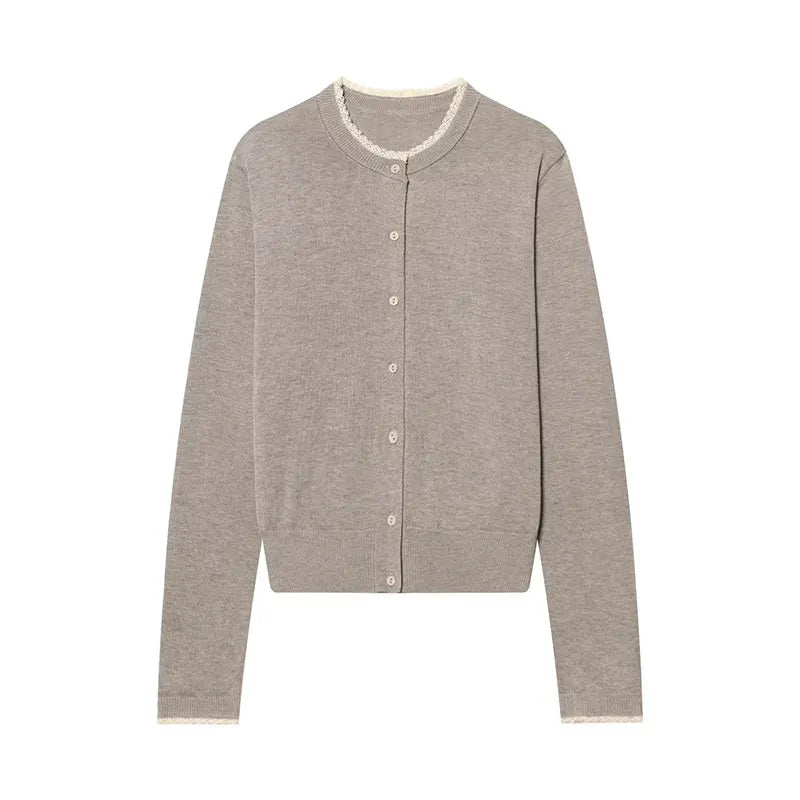 Cárdigan de punto casual de encaje