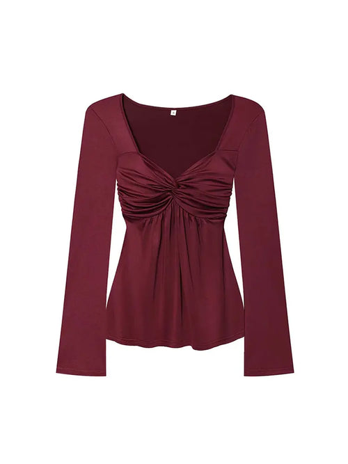 Camiseta de estilo con pliegues de pecho