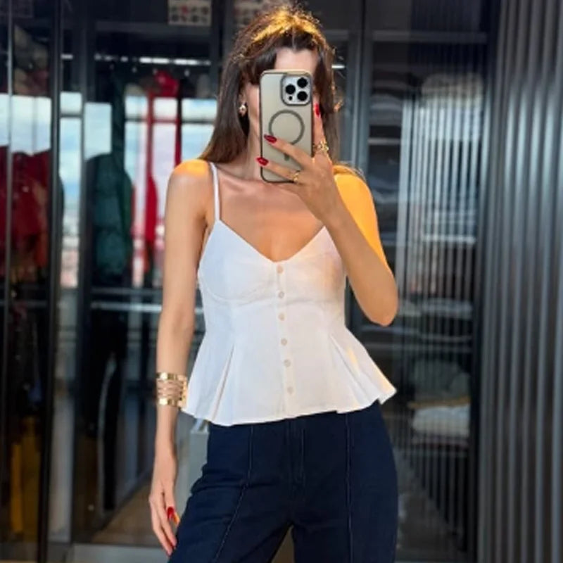 HXAO Striped Slip Top Women Summer 2025 Sexy Crop Corset Tanks & Camis Sleeveless Backless Top For Woman Fashion Casual Camisole