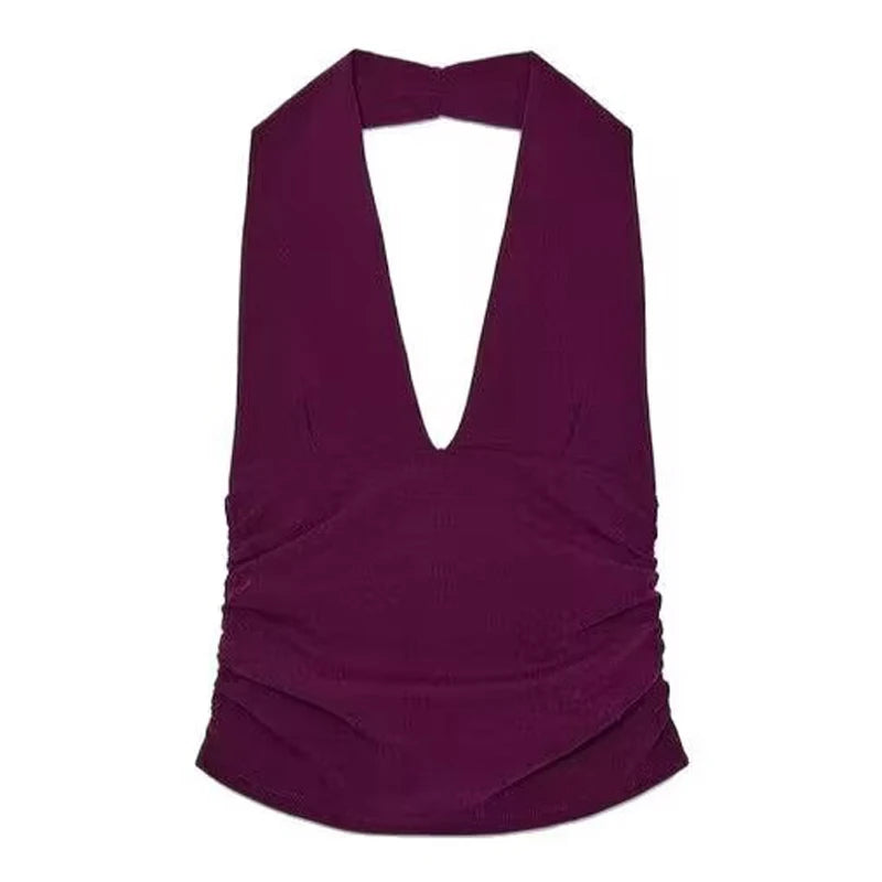 Women's Two Pieces Set Sexy Backless Halter Top Summer Set Woman Slit High Waist Skirt Set Elegant Women 2 Piece Set 2025