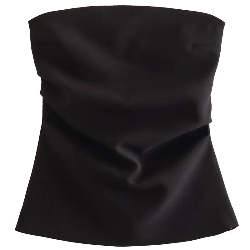 HXAO Corset Tube Top Women Summer 2025 Fashion Tanks & Camis Pink Blue White Black Vest Strapless Ruffled Backless Slim Tank Top