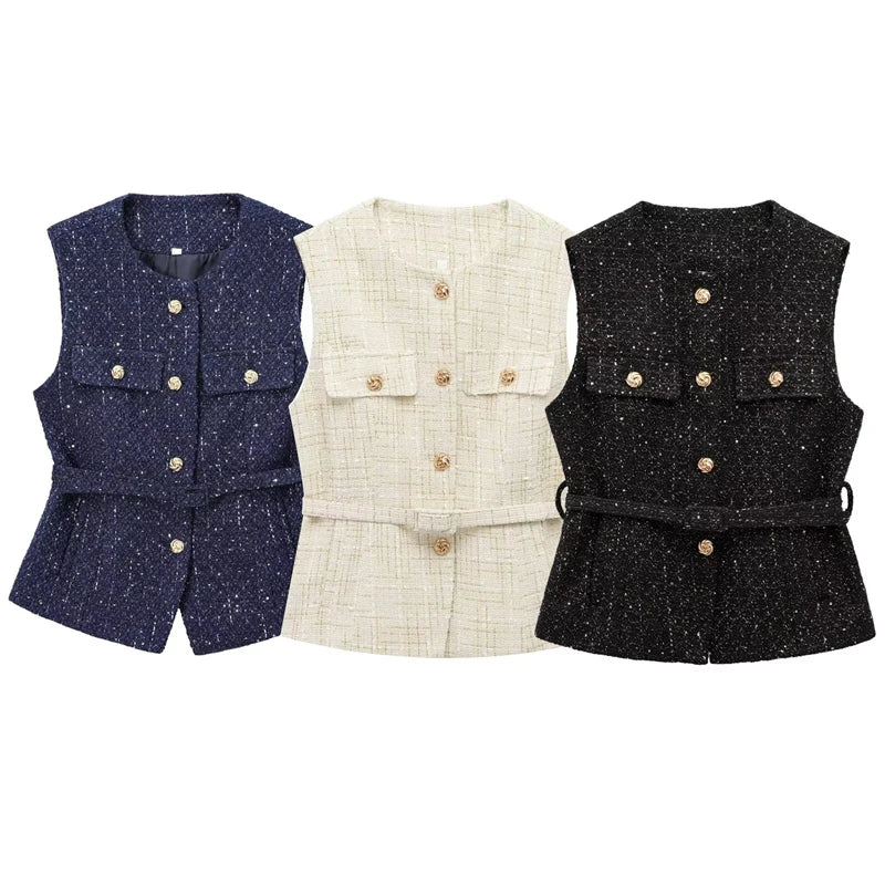 Chaleco texturizado sin mangas