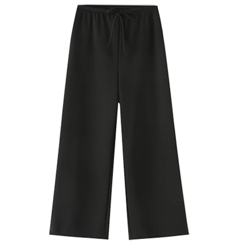 HXAO Ruffled Pant Sets Women's Two Pieces Set Strapless Crop Backless Tube Top Suit Chic Lace-Up Wide Leg Trousers Sets Outfits