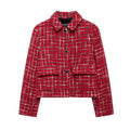 Conjunto rojo de chaqueta y falda